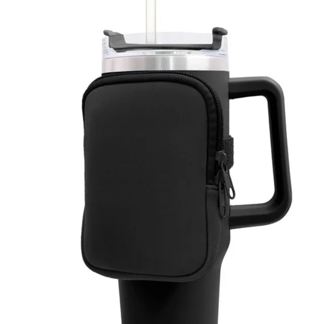 Pochette de Transport en Néoprène pour Gourdes Stanley 20oz / 30oz / 40oz – Sacoche Pratique pour Cartes, Clés, Portefeuille & Écouteurs