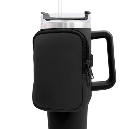 Pochette de Transport en Néoprène pour Gourdes Stanley 20oz / 30oz / 40oz – Sacoche Pratique pour Cartes, Clés, Portefeuille & Écouteurs