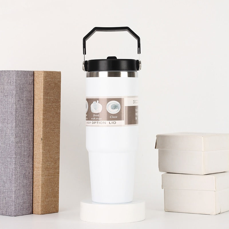 Gobelet Isotherme 20oz / 30oz avec Poignée – Acier Inoxydable 304 | Tasse de Voyage Sport & Café